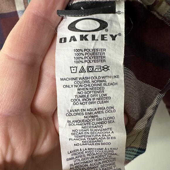 Oakley Flannel Shirt Mens Medium Plaid Long Sleeve Button Up Autumn Shacket Fall - Picture 6 of 9